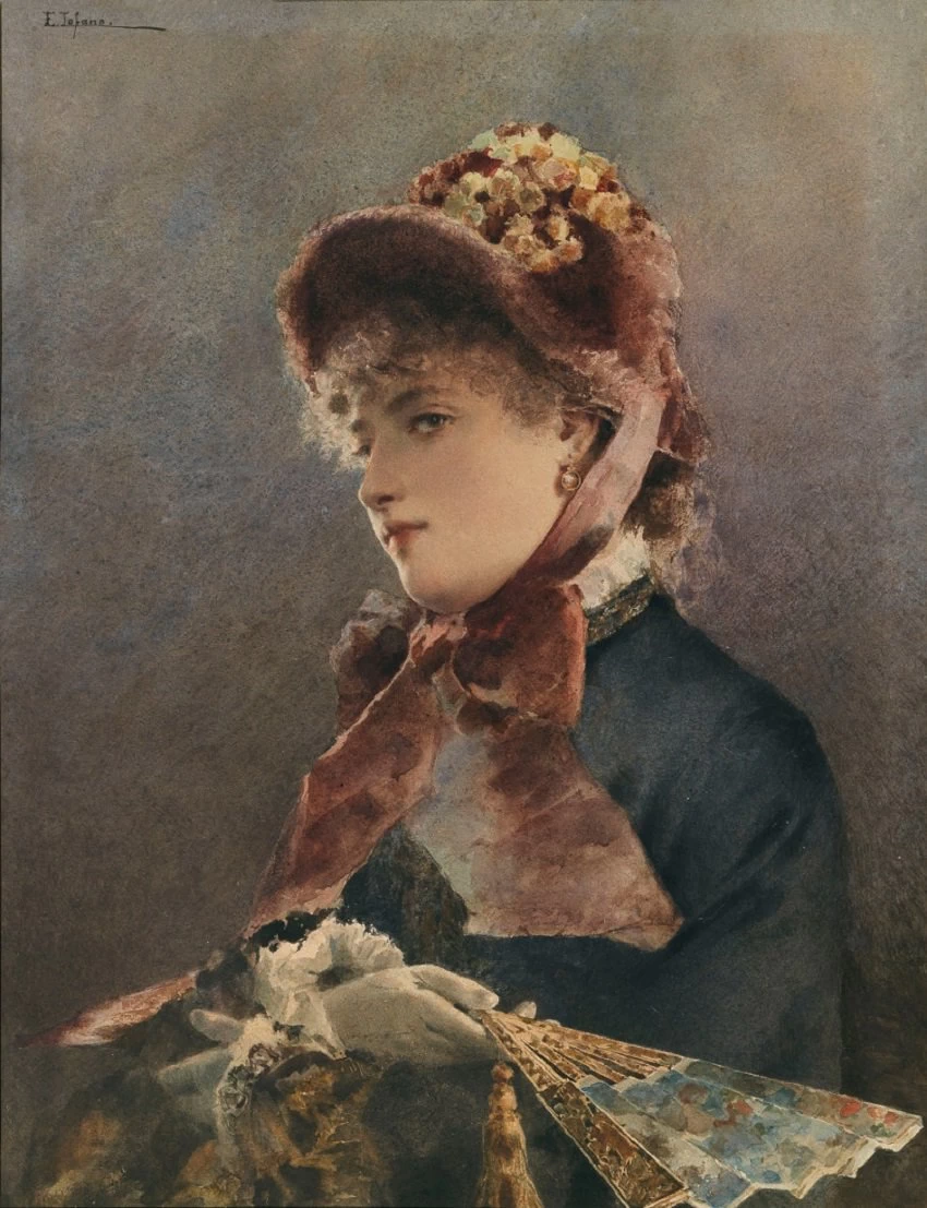 Edoardo Tofano-26-Giovane donna con ventaglio